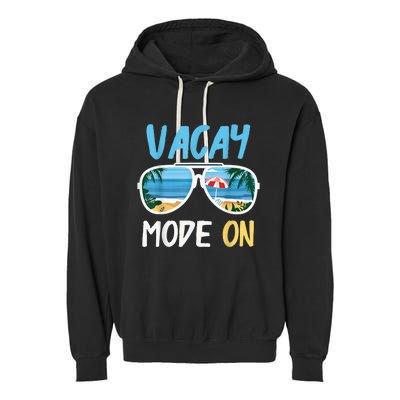 Cute Funny Vacay Mode On Summer Family Vacation Garment-Dyed Fleece Hoodie