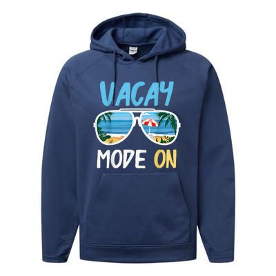 Cute Funny Vacay Mode On Summer Family Vacation Performance Fleece Hoodie