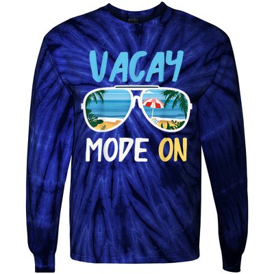 Cute Funny Vacay Mode On Summer Family Vacation Tie-Dye Long Sleeve Shirt