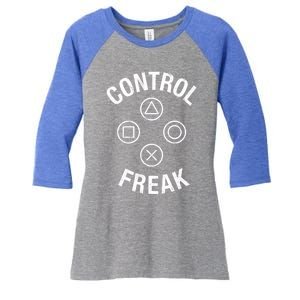 Control Freak Video Game Console Controller Buttons Cute Gift Gamer Funny Gift Women's Tri-Blend 3/4-Sleeve Raglan Shirt