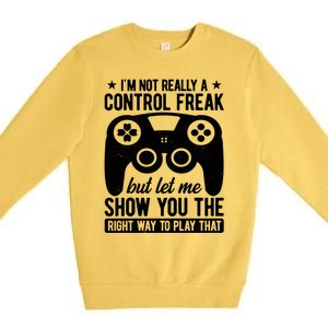 Control Freak Video Game Player Gaming Gamer Pc Console Geek Gift Premium Crewneck Sweatshirt