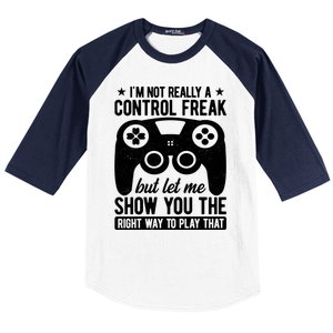 Control Freak Video Game Player Gaming Gamer Pc Console Geek Gift Baseball Sleeve Shirt