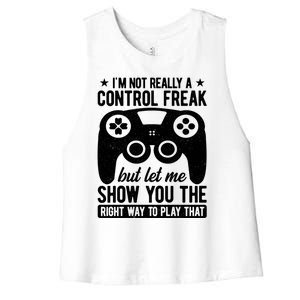 Control Freak Video Game Player Gaming Gamer Pc Console Geek Gift Women's Racerback Cropped Tank