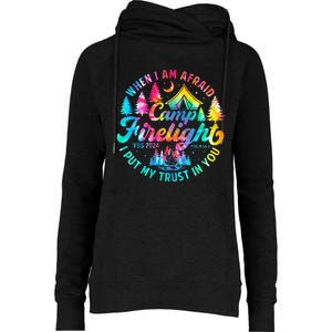 Camp Firelight Vacation Bible School Vbs 2024 Christian Camp Womens Funnel Neck Pullover Hood