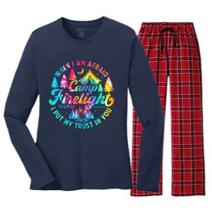 Camp Firelight Vacation Bible School Vbs 2024 Christian Camp Women's Long Sleeve Flannel Pajama Set 