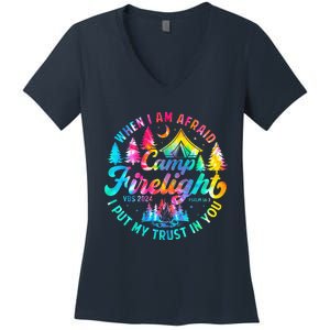 Camp Firelight Vacation Bible School Vbs 2024 Christian Camp Women's V-Neck T-Shirt