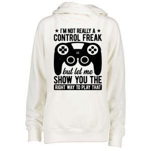 Control Freak Video Game Player Gaming Gamer Pc Console Geek Great Gift Womens Funnel Neck Pullover Hood