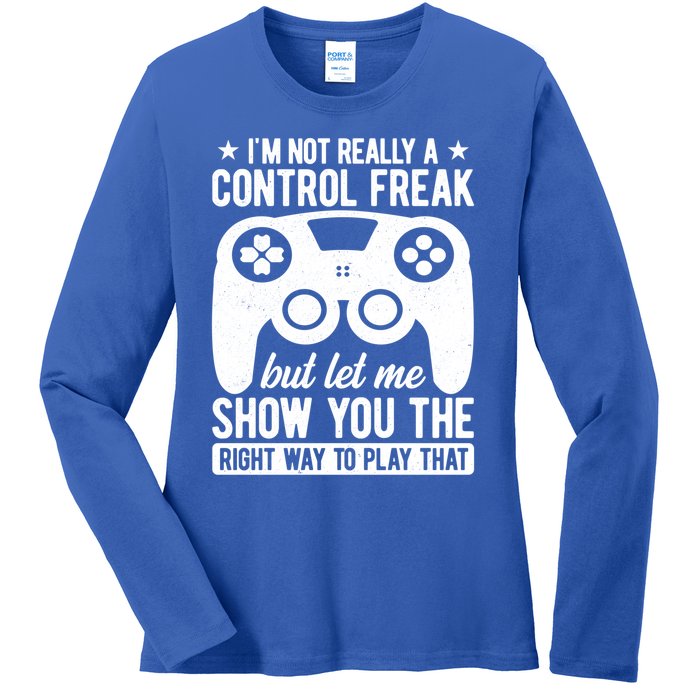 Control Freak Video Game Player Gaming Gamer Pc Console Geek Great Gift Ladies Long Sleeve Shirt