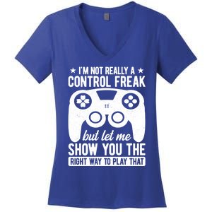 Control Freak Video Game Player Gaming Gamer Pc Console Geek Great Gift Women's V-Neck T-Shirt