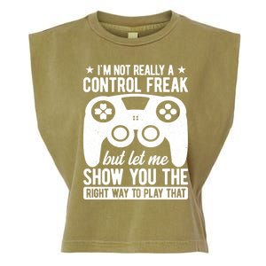 Control Freak Video Game Player Gaming Gamer Pc Console Geek Great Gift Garment-Dyed Women's Muscle Tee