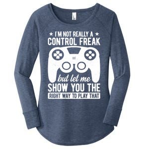 Control Freak Video Game Player Gaming Gamer Pc Console Geek Great Gift Women's Perfect Tri Tunic Long Sleeve Shirt