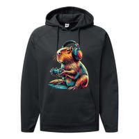 Capybara Funny Video Games Capybara Gift Performance Fleece Hoodie