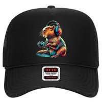 Capybara Funny Video Games Capybara Gift High Crown Mesh Back Trucker Hat