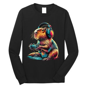 Capybara Funny Video Games Capybara Gift Long Sleeve Shirt