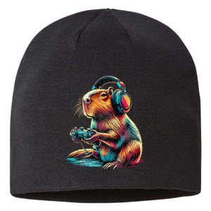 Capybara Funny Video Games Capybara Gift Sustainable Beanie