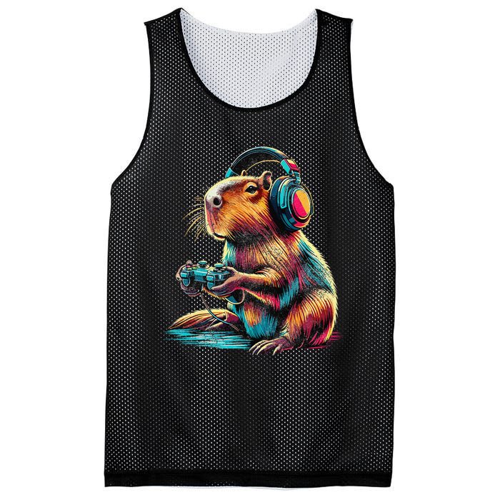 Capybara Funny Video Games Capybara Gift Mesh Reversible Basketball Jersey Tank