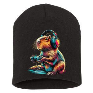 Capybara Funny Video Games Capybara Gift Short Acrylic Beanie