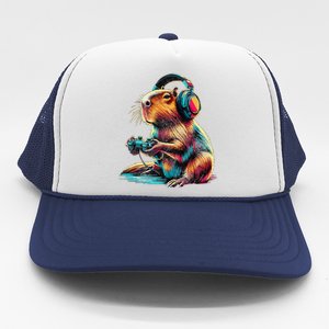 Capybara Funny Video Games Capybara Gift Trucker Hat