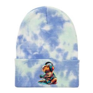 Capybara Funny Video Games Capybara Gift Tie Dye 12in Knit Beanie