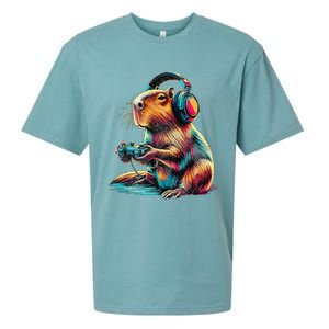 Capybara Funny Video Games Capybara Gift Sueded Cloud Jersey T-Shirt