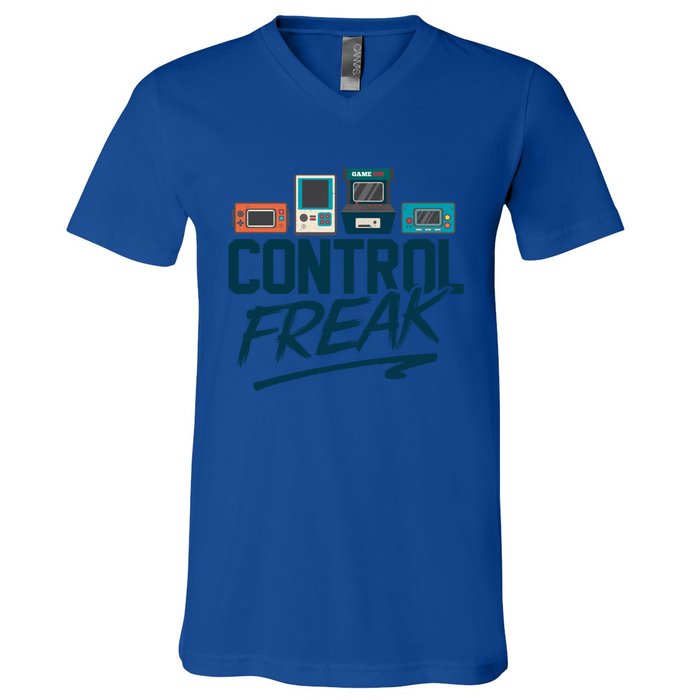 Control Freak Video Game Player Gaming Gamer Pc Console Geek Great Gift V-Neck T-Shirt