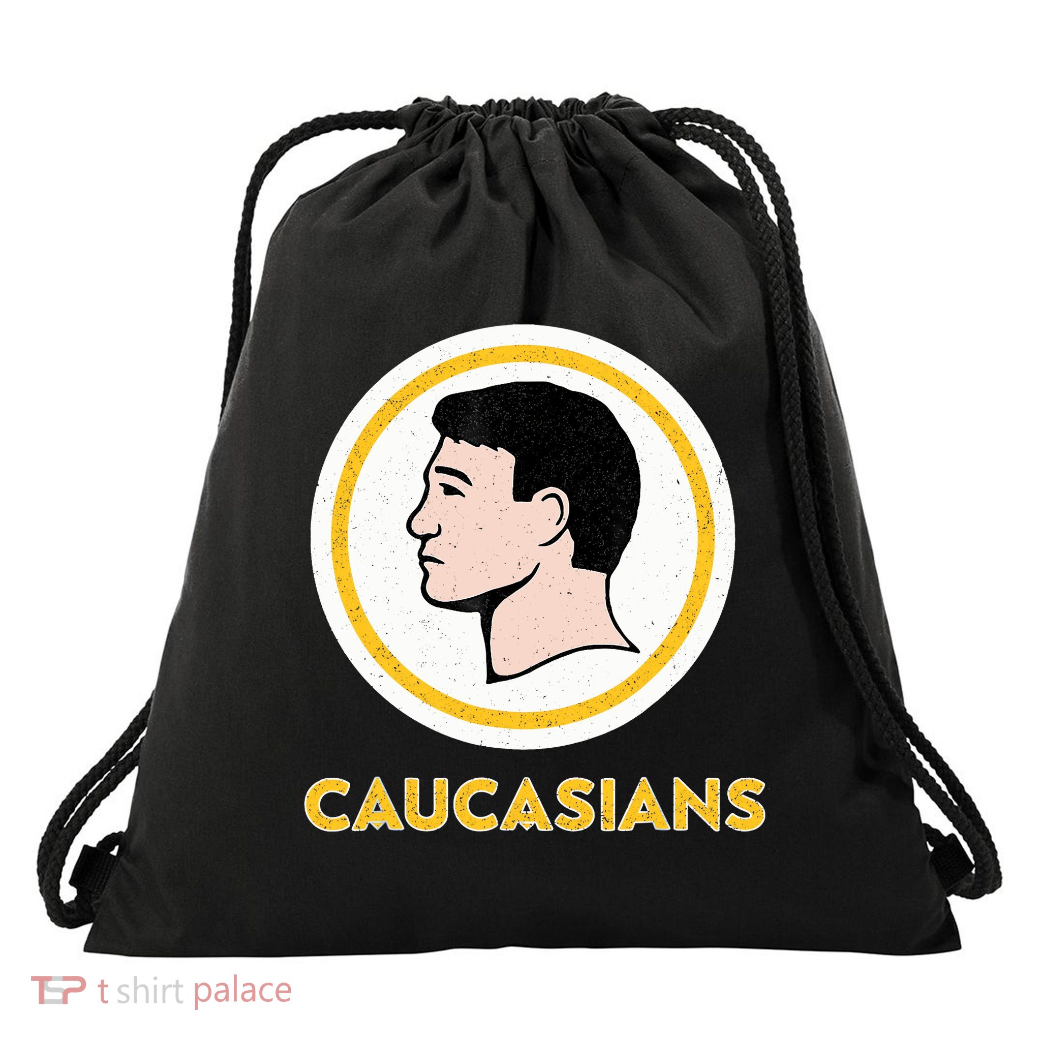 Caucasians Funny Vintage Caucasians Pride Tee Drawstring Bag