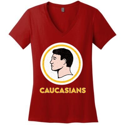 Caucasians Funny Vintage Caucasians Pride Tee Women's V-Neck T-Shirt