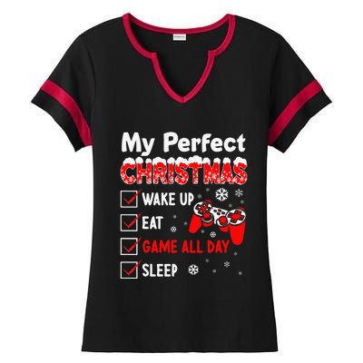 Christmas Funny Video Gamer My Perfect Christmas Ladies Halftime Notch Neck Tee