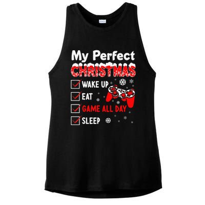 Christmas Funny Video Gamer My Perfect Christmas Ladies PosiCharge Tri-Blend Wicking Tank