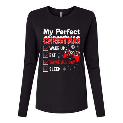 Christmas Funny Video Gamer My Perfect Christmas Womens Cotton Relaxed Long Sleeve T-Shirt