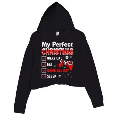 Christmas Funny Video Gamer My Perfect Christmas Crop Fleece Hoodie