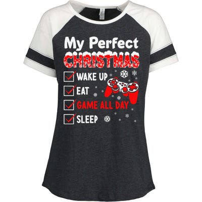 Christmas Funny Video Gamer My Perfect Christmas Enza Ladies Jersey Colorblock Tee