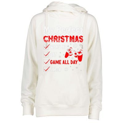 Christmas Funny Video Gamer My Perfect Christmas Womens Funnel Neck Pullover Hood