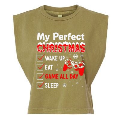 Christmas Funny Video Gamer My Perfect Christmas Garment-Dyed Women's Muscle Tee