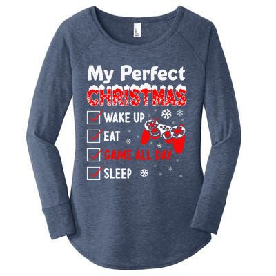 Christmas Funny Video Gamer My Perfect Christmas Women's Perfect Tri Tunic Long Sleeve Shirt