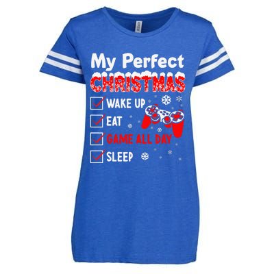 Christmas Funny Video Gamer My Perfect Christmas Enza Ladies Jersey Football T-Shirt