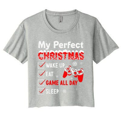 Christmas Funny Video Gamer My Perfect Christmas Women's Crop Top Tee