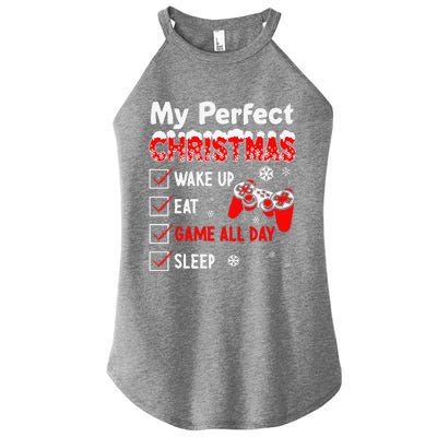 Christmas Funny Video Gamer My Perfect Christmas Women's Perfect Tri Rocker Tank