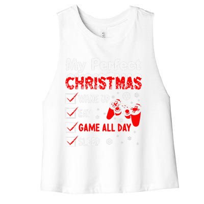 Christmas Funny Video Gamer My Perfect Christmas Women's Racerback Cropped Tank