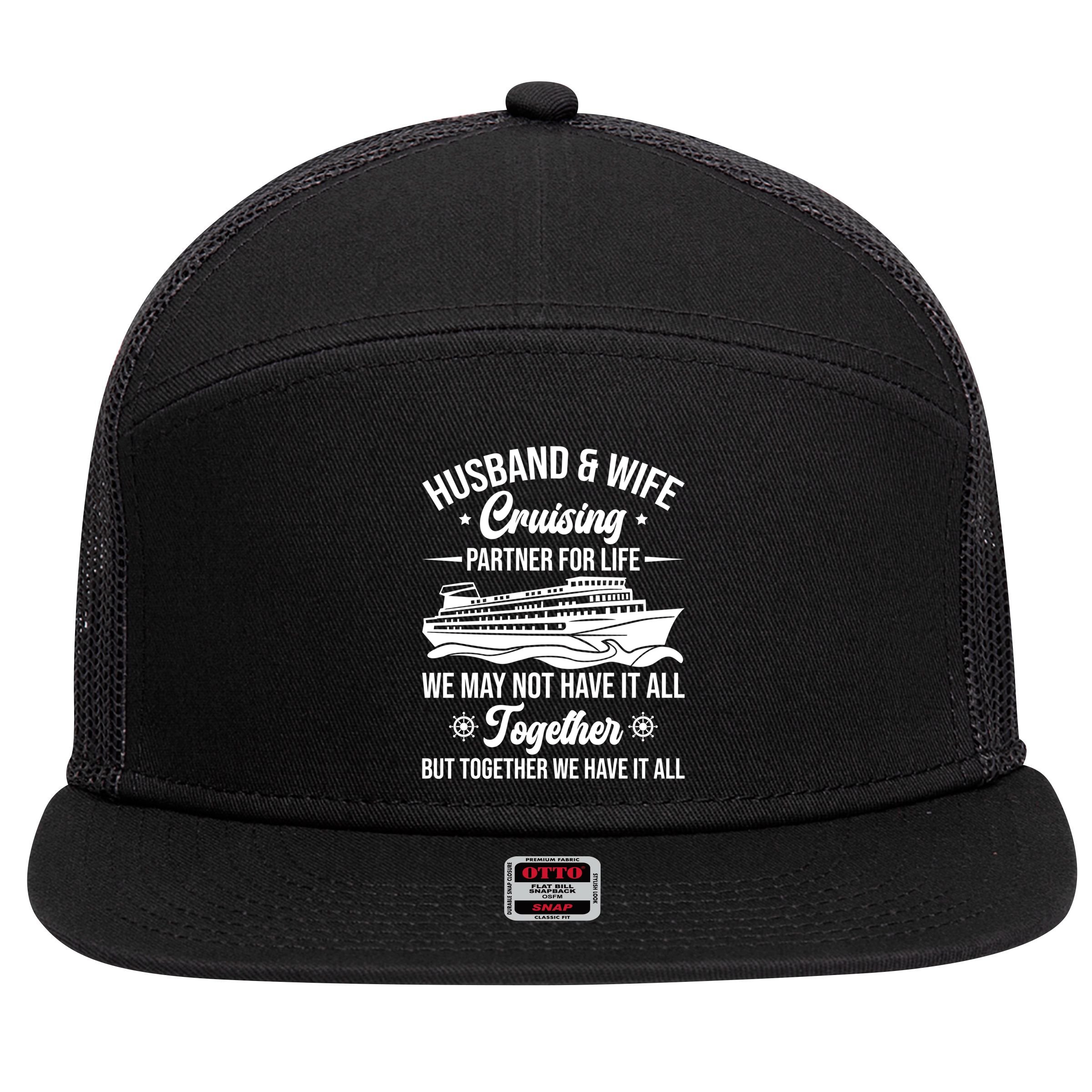 Cruising Family Vacation Husband Wife Cruising Partner Gift 7 Panel Mesh Trucker Snapback Hat