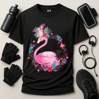Cute Flower Wreath Flamingo Cooling Performance Crew T-Shirt