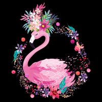 Cute Flower Wreath Flamingo Cooling Performance Crew T-Shirt