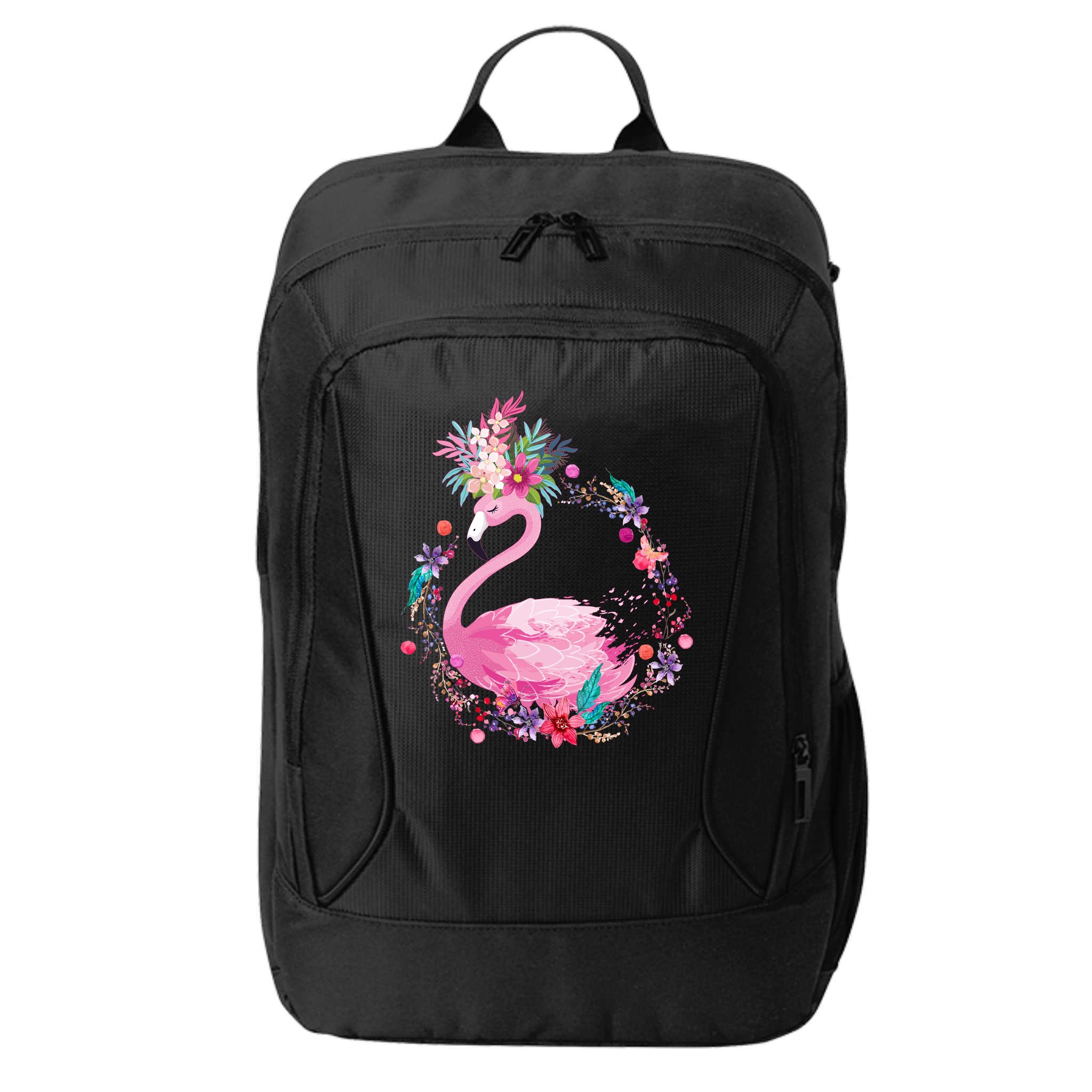 Cute Flower Wreath Flamingo City Backpack