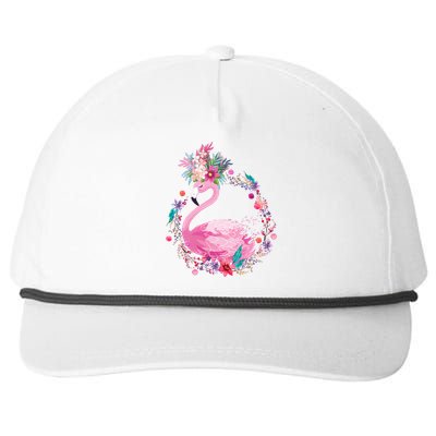 Cute Flower Wreath Flamingo Snapback Five-Panel Rope Hat