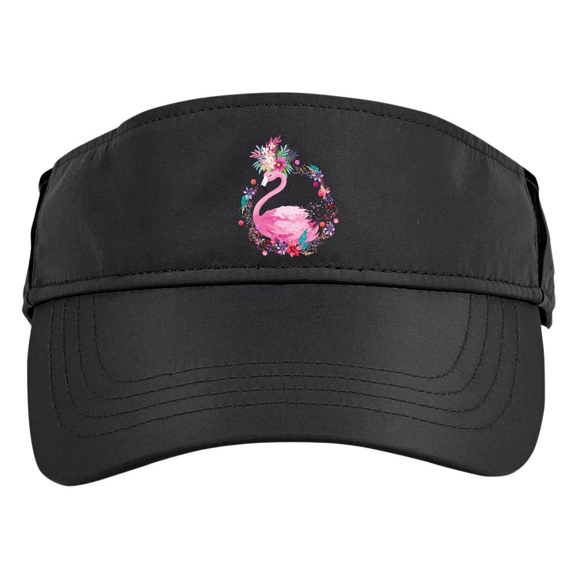 Cute Flower Wreath Flamingo Adult Drive Performance Visor