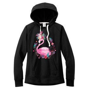 Cute Flower Wreath Flamingo Women's Fleece Hoodie