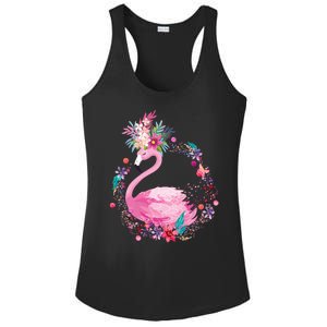 Cute Flower Wreath Flamingo Ladies PosiCharge Competitor Racerback Tank