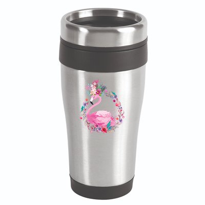 Cute Flower Wreath Flamingo 16oz Travel Tumbler