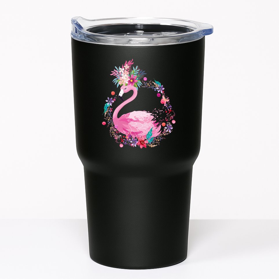 Cute Flower Wreath Flamingo Tumbler