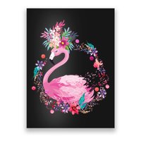 Cute Flower Wreath Flamingo Poster